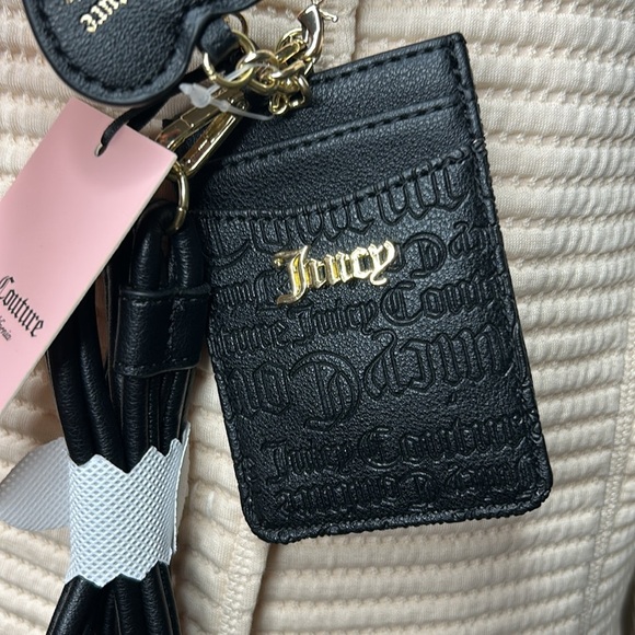 Juicy Couture Black Debossed Free Spirit Crossbody Bag Lanyard Keychain Set‎ NEW - Picture 5 of 17